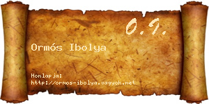Ormós Ibolya névjegykártya